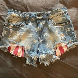 Like New, American flag jean shorts